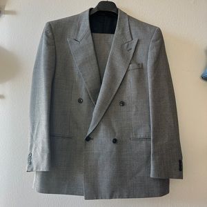 Vintage 80s double breasted 100% WOOL suit sz 46 R